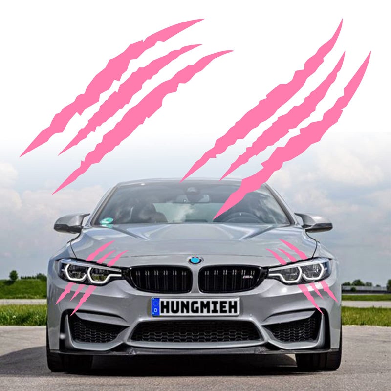 HungMieh 2PCS Claw Mark Car Decak Car Headlight Decal158 Inch Monster Claw Scratch Stripe Stickers for Dodge ChallengerCharger Reflective Pink - Image 3