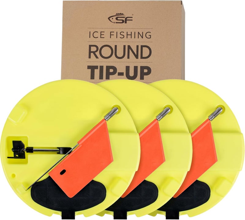 sf. Ice Fishing Tip-Up Foldable with Orange Pole Flags/10.6'' Freeze-Proof Thermal Ice Fishing Accessories with Orange Pole Flags, Built-in Storage - Image 1