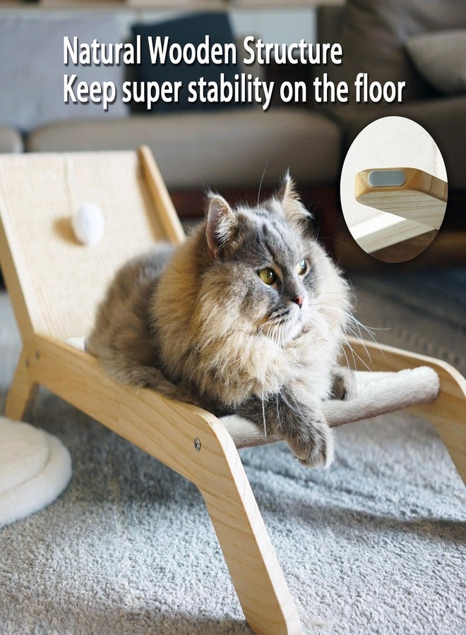 PETKARAY Beach Chair Cat Hammock, Elevated Cat Beds for Indoor Cats, Original Cozy Lounger with Sisal Scratcher and Toy Ball - Image 4