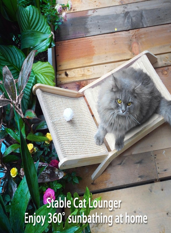 PETKARAY Beach Chair Cat Hammock, Elevated Cat Beds for Indoor Cats, Original Cozy Lounger with Sisal Scratcher and Toy Ball - Image 5