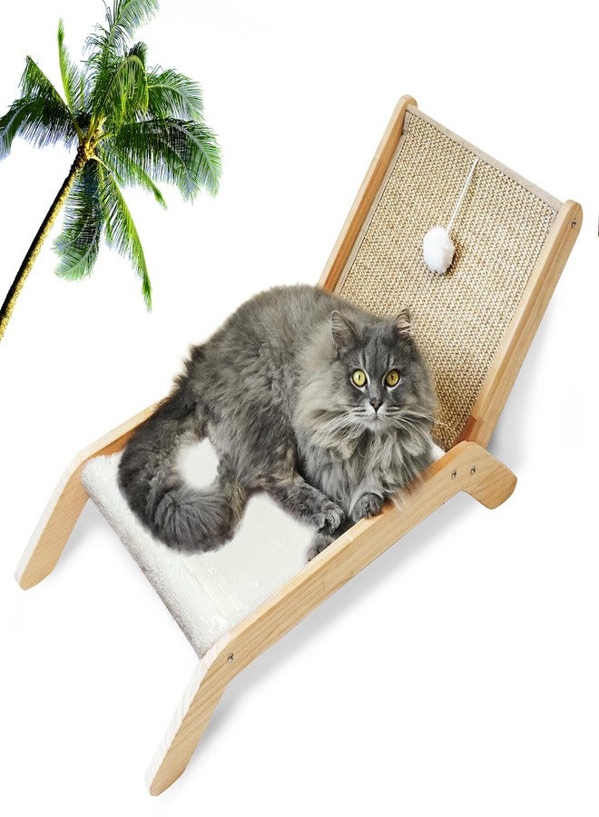 PETKARAY Beach Chair Cat Hammock, Elevated Cat Beds for Indoor Cats, Original Cozy Lounger with Sisal Scratcher and Toy Ball - Image 1