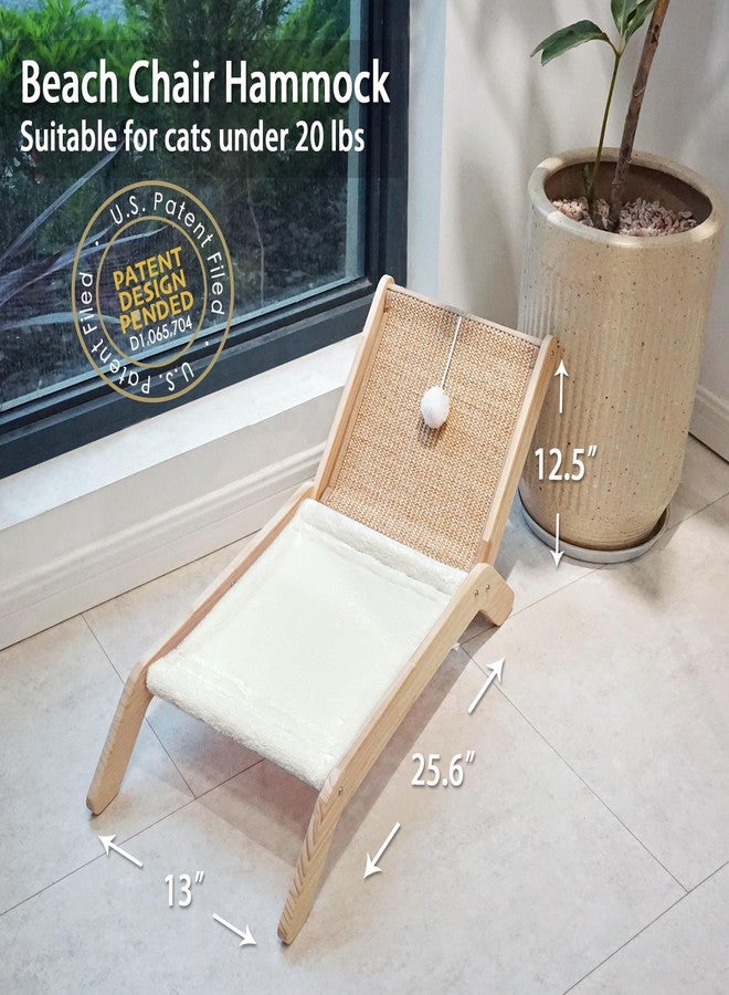 PETKARAY Beach Chair Cat Hammock, Elevated Cat Beds for Indoor Cats, Original Cozy Lounger with Sisal Scratcher and Toy Ball - Image 2