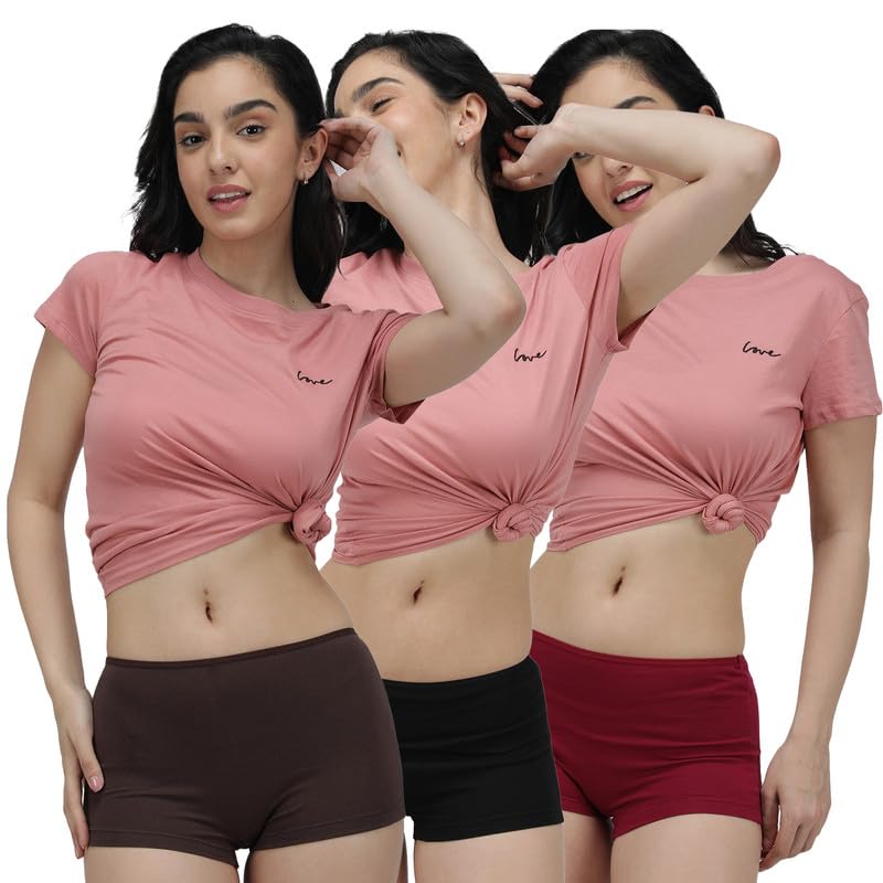 Amul Comfy Women Boy Shorts| Multi | Pack of 3|Combo(Colour May Vary) Multicolour - Image 1