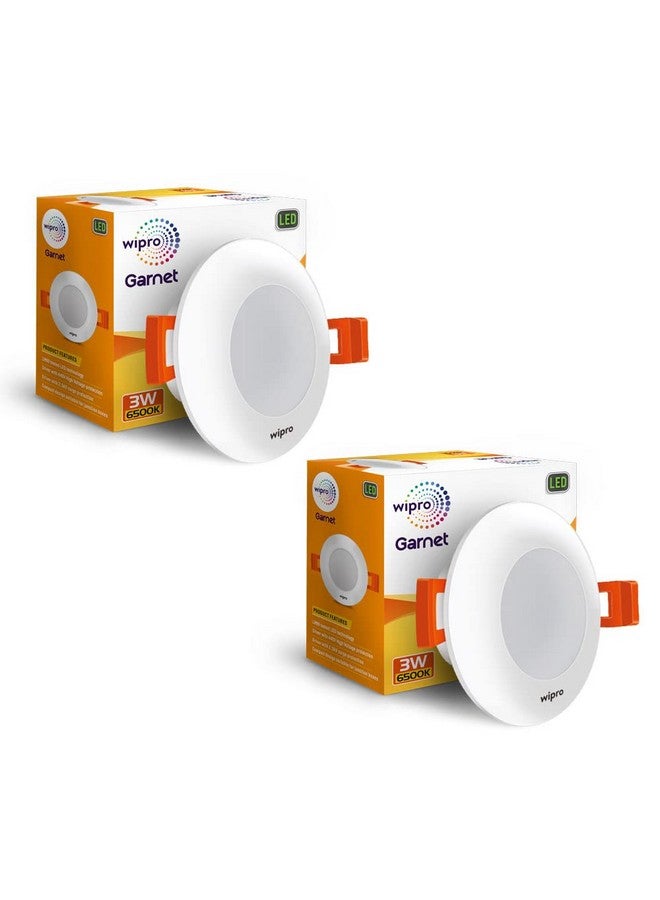 Wipro Garnet 3W Led Mini Downlight for Home & Cabinet| Cool Day White (6500K) | Compact Design with 120° Beam Angle | Recessed Down Light for False Ceiling | Cutout - 2.3 Inch | Pack of 2 - Image 1