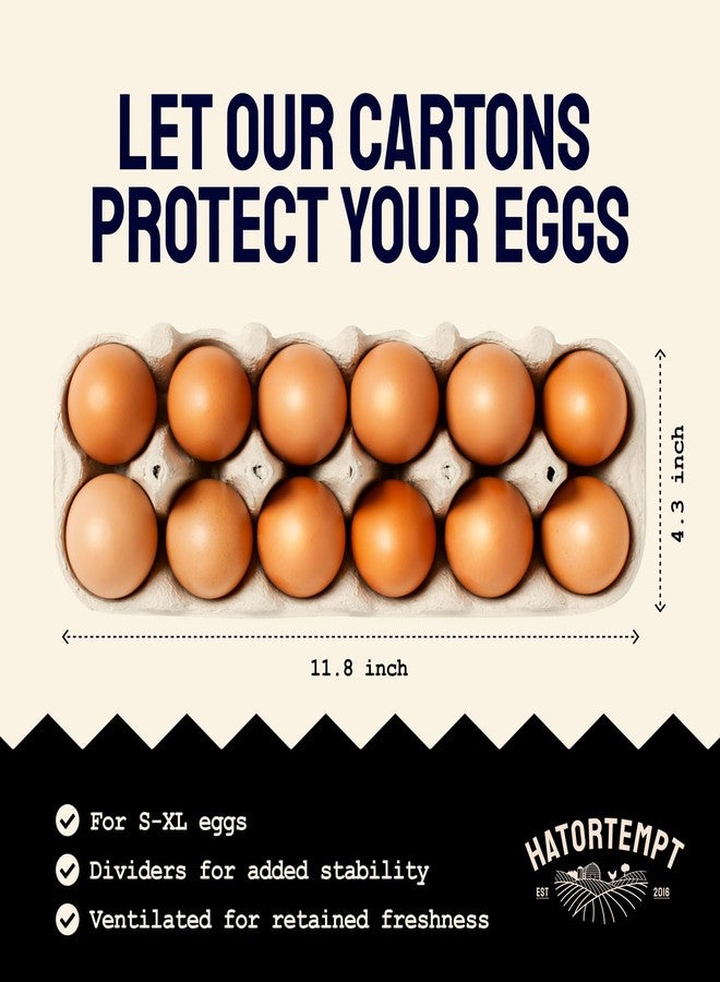 PTCOM Hatortempt 48-pack of Egg Cartons Cheap Bulk - Paper Pulp Egg Cartons 12 Count - Fits Small to Jumbo Eggs - Reusable Egg Holder - Printed Labels - Image 5