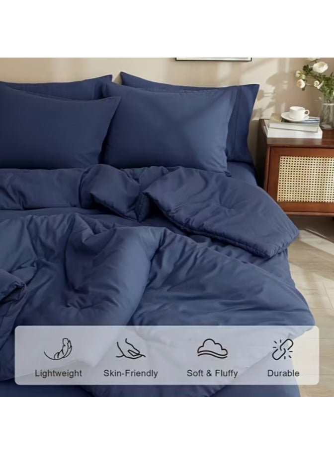 PHF طقم لحاف ملكي مكون من 7 قطع فائق النعومة رمادي داكن، طقم لحاف شامل لجميع الفصول، أغطية سرير هادئة مع لحاف، أغطية وسائد، شريحة مسطحة، شريحة مشدودة وغطاء وسادة (بدون حشوة الوسادة)