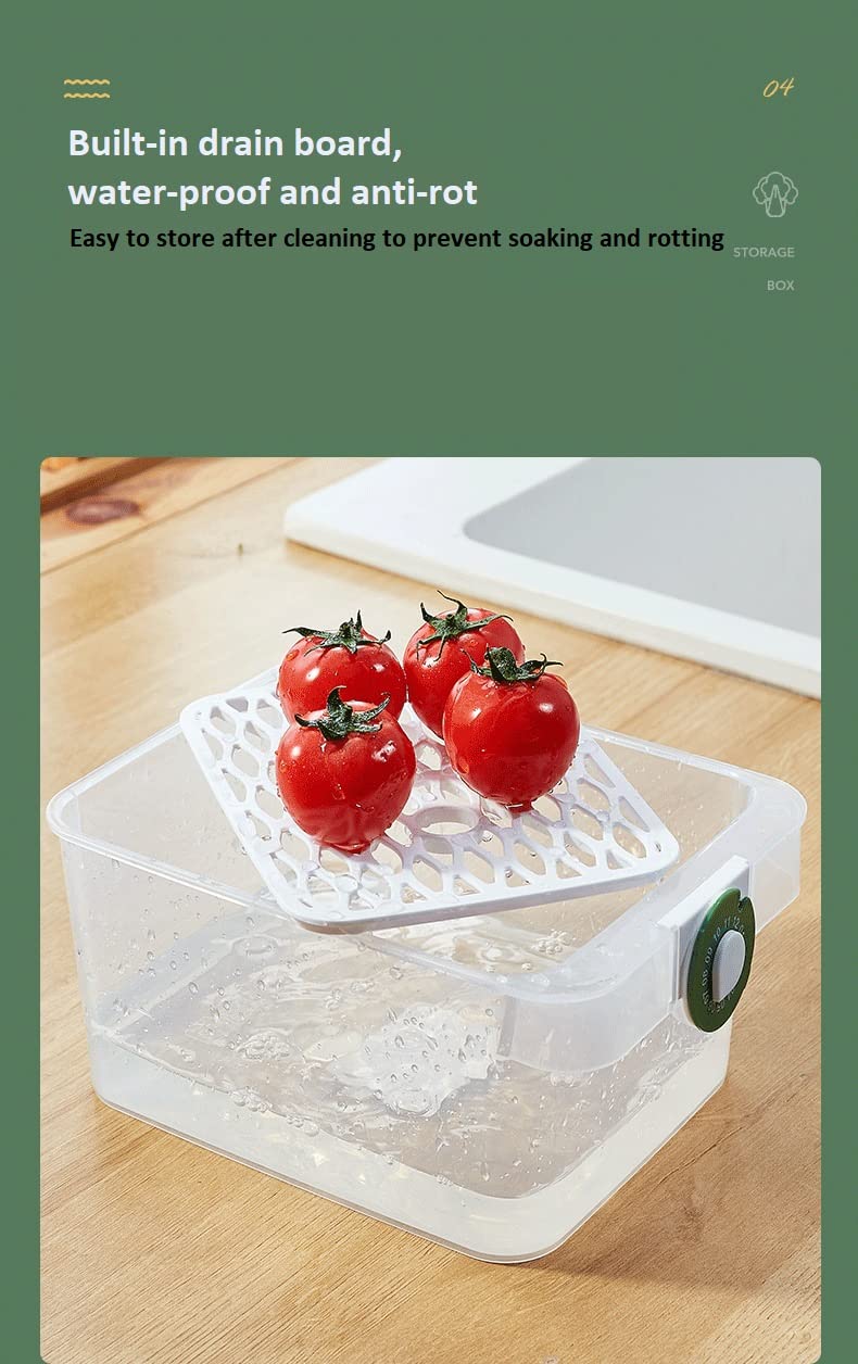 ZAVASIKA ZAVASIKA JapaneseStyle Refrigerator Bin with Drain Board FreshKeeping Box with Lid Stackable Refrigerator Organizer Box Plastic Food Storage Container Small 13 LTR - Image 3