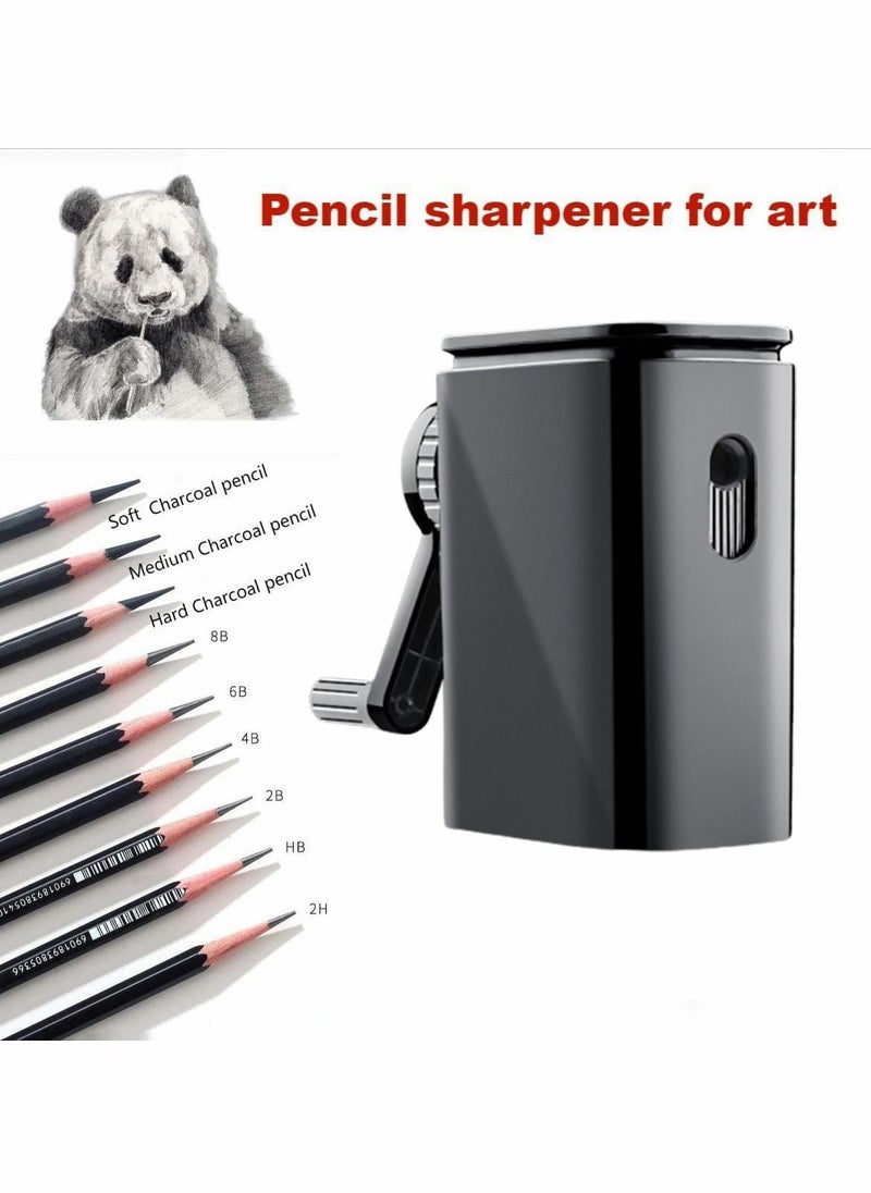 Y&D - Pencil Sharpener, Manual Adjustable Nib Sharpener for Diameter 6-8mm, with Handle Suitable Charcoal Colored Lead Sketch Drawing Pencil, Art Student Artist(Black) - Image 1