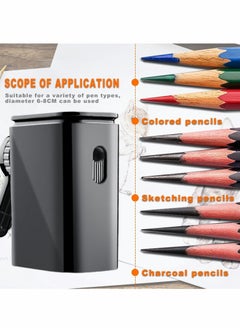 Y&D Pencil Sharpener, Manual Adjustable Nib Sharpener for Diameter 6-8mm, with Handle Suitable Charcoal Colored Lead Sketch Drawing Pencil, Art Student Artist(Black)  - Image 4