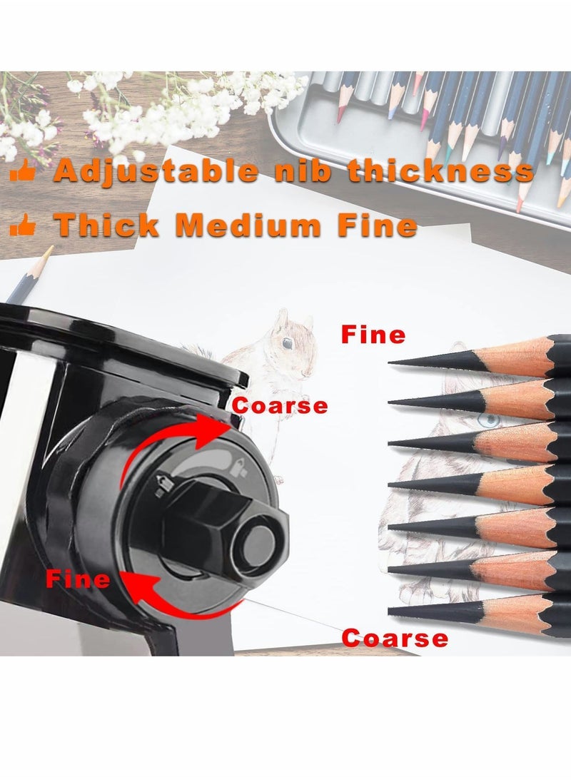 Y&D - Pencil Sharpener, Manual Adjustable Nib Sharpener for Diameter 6-8mm, with Handle Suitable Charcoal Colored Lead Sketch Drawing Pencil, Art Student Artist(Black) - Image 1