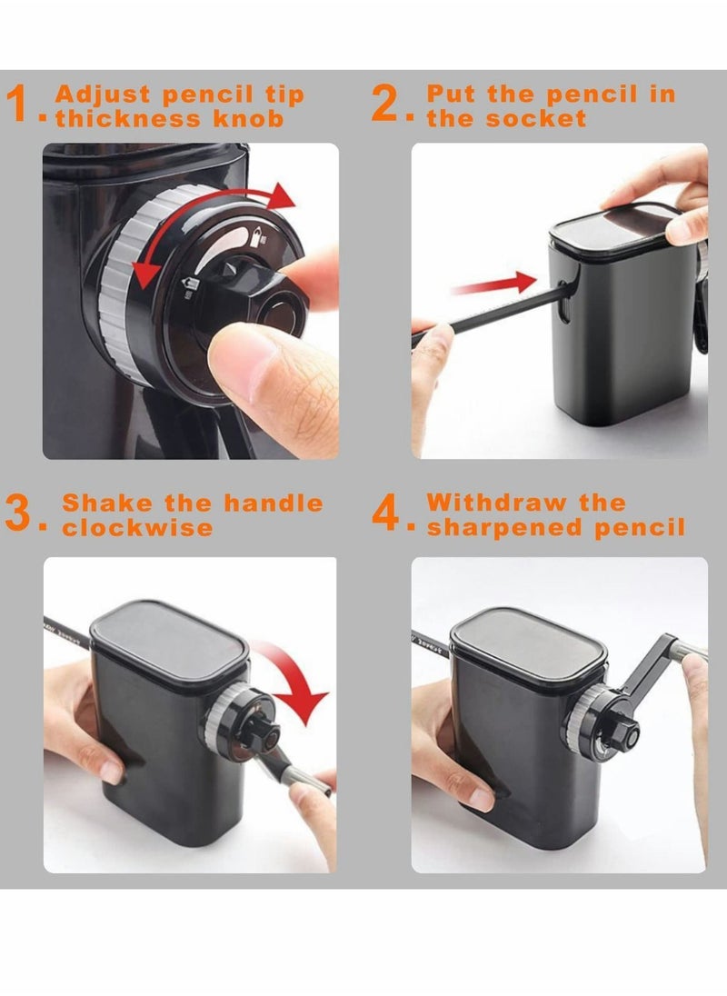 Y&D - Pencil Sharpener, Manual Adjustable Nib Sharpener for Diameter 6-8mm, with Handle Suitable Charcoal Colored Lead Sketch Drawing Pencil, Art Student Artist(Black) - Image 1