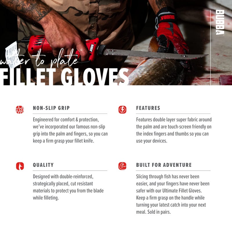 BUBBA Cut Resistant Ultimate Fillet Gloves with Touch Screen Usability for Fishing, Angling, Boating and Outdoors Large - Image 5