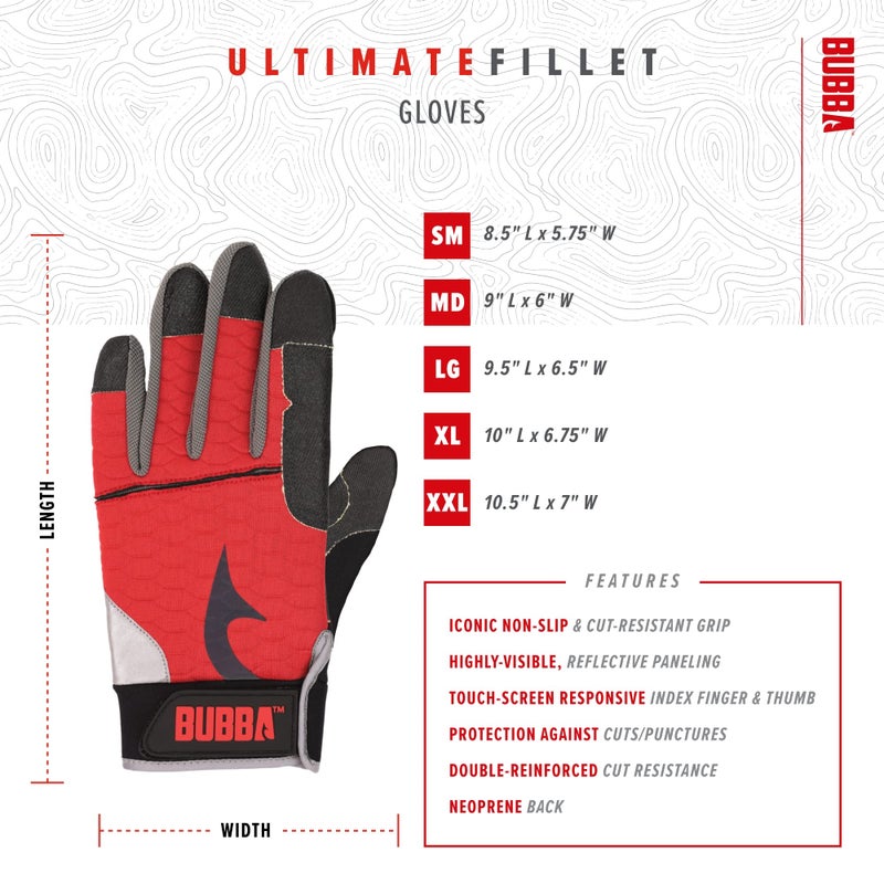 BUBBA Cut Resistant Ultimate Fillet Gloves with Touch Screen Usability for Fishing, Angling, Boating and Outdoors Large - Image 3