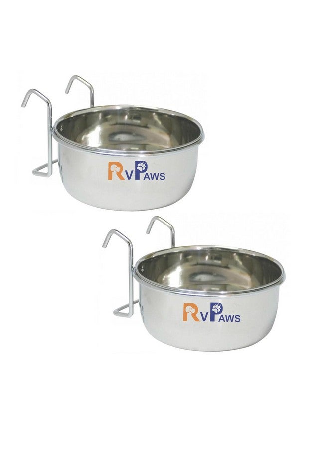 Water Food Bowl Bird Cage Cups, Stainless Steel Bird Hanging Bowl,Bird Feeding Dish Cups,Animal Cage Water Food Bowl,Holder Parrot Water Food Dish Feeder 250 Ml - Pack Of 2 - Image 2