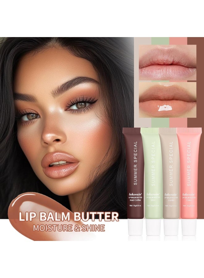 lakerain Summer Special Lip Butter Balm – 4Pcs Hydrating & Nourishing Tinted Lip Balm with Shea Butter & Avocado Oil – Lightweight, Non-Sticky, Glossy Lip Care for Soft & Smooth Lips - Image 2