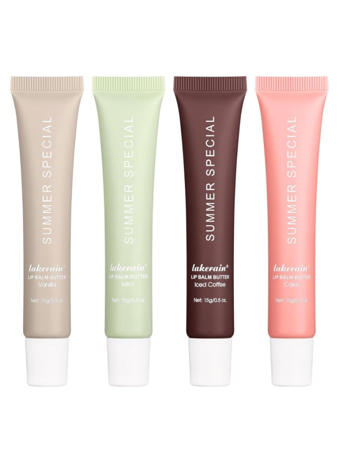 lakerain Summer Special Lip Butter Balm – 4Pcs Hydrating & Nourishing Tinted Lip Balm with Shea Butter & Avocado Oil – Lightweight, Non-Sticky, Glossy Lip Care for Soft & Smooth Lips - Image 1