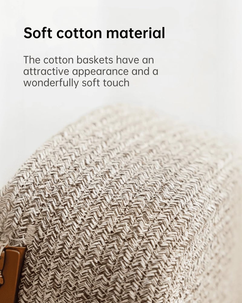 SOORXIEIN Medium Cotton Woven Rectangular Basket, White, Rustic, Nursery Hamper, Open Top, No Lid, 12.6" x 9.45" x 5.12", Washable, Perfect for Bathroom, Living Room, Kids Room, Decor, Gift - Image 4