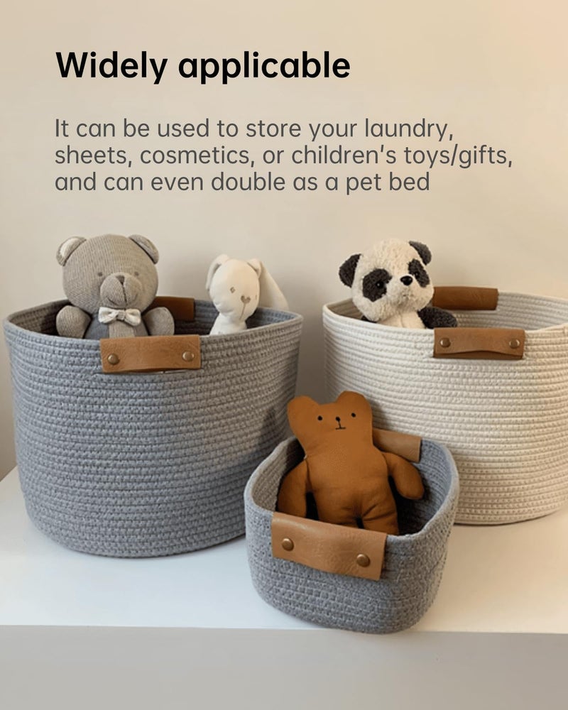 SOORXIEIN Medium Cotton Woven Rectangular Basket, White, Rustic, Nursery Hamper, Open Top, No Lid, 12.6" x 9.45" x 5.12", Washable, Perfect for Bathroom, Living Room, Kids Room, Decor, Gift - Image 3