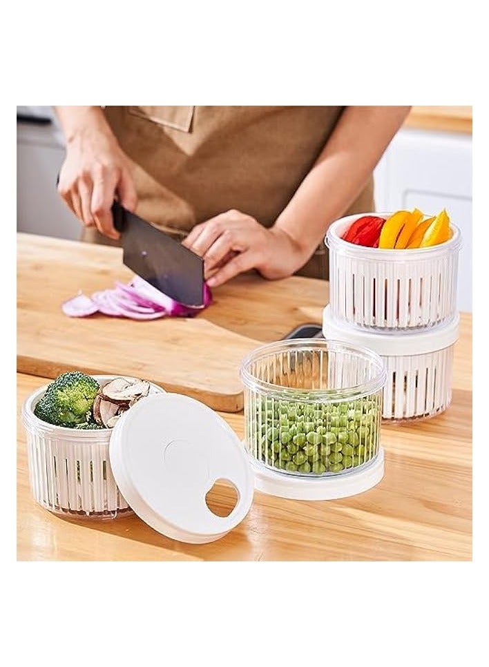 Green Tiger Keeper Container, 3Pack Fruit Storage Containers for Fridge with Lids, Fruit Produce Saver with Removable Strainer Basket, Scallion Storage Box, Fresh Keeper for Scallion Ginger Garlic - Image 2