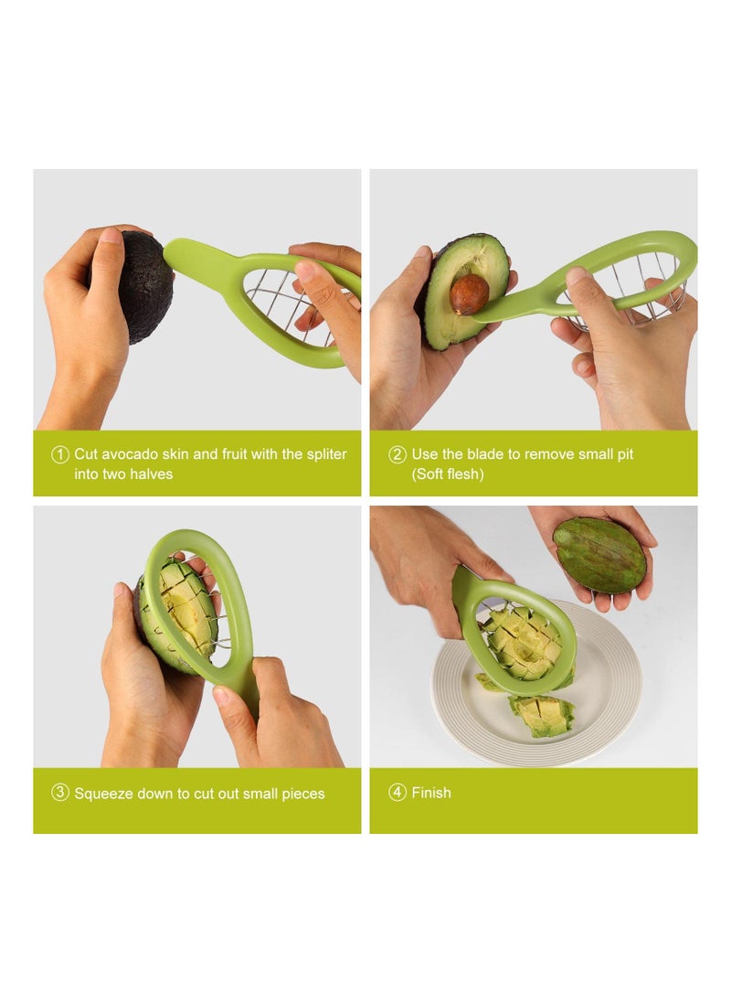 SYOSI - Stainless Steel Avocado Slicer and Cuber, Pitaya Salad Dicer Chopper Knife Safety Avocado Pit Remover Tool Stainless Steel Fruit Cuber and Slicer Slice and Maker Peeler Kitchen Gadget Tool - Image 1