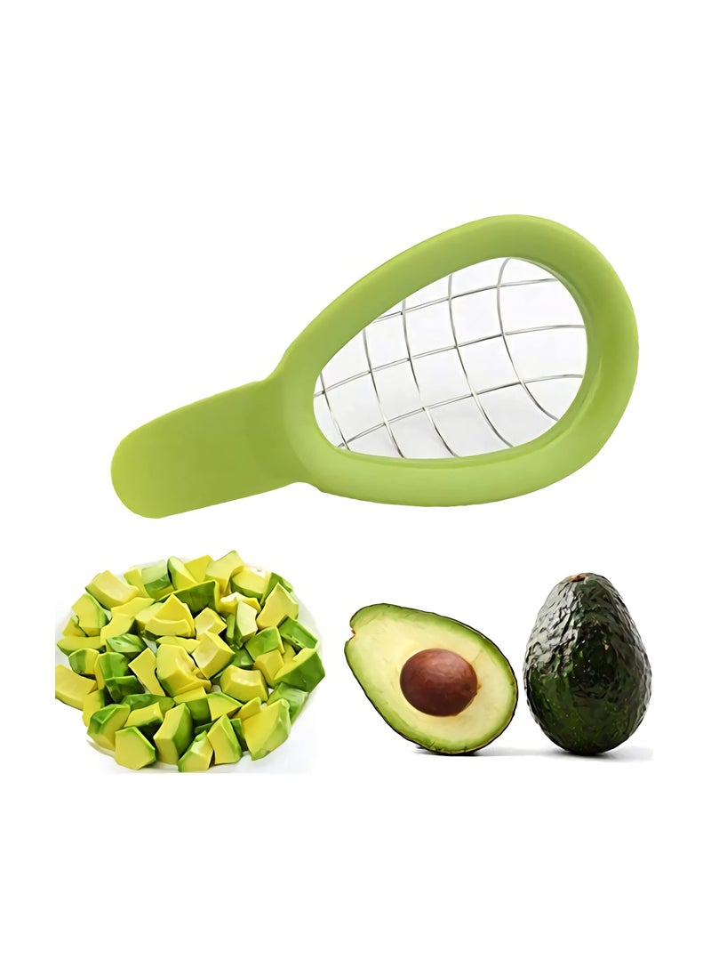 SYOSI - Stainless Steel Avocado Slicer and Cuber, Pitaya Salad Dicer Chopper Knife Safety Avocado Pit Remover Tool Stainless Steel Fruit Cuber and Slicer Slice and Maker Peeler Kitchen Gadget Tool - Image 1