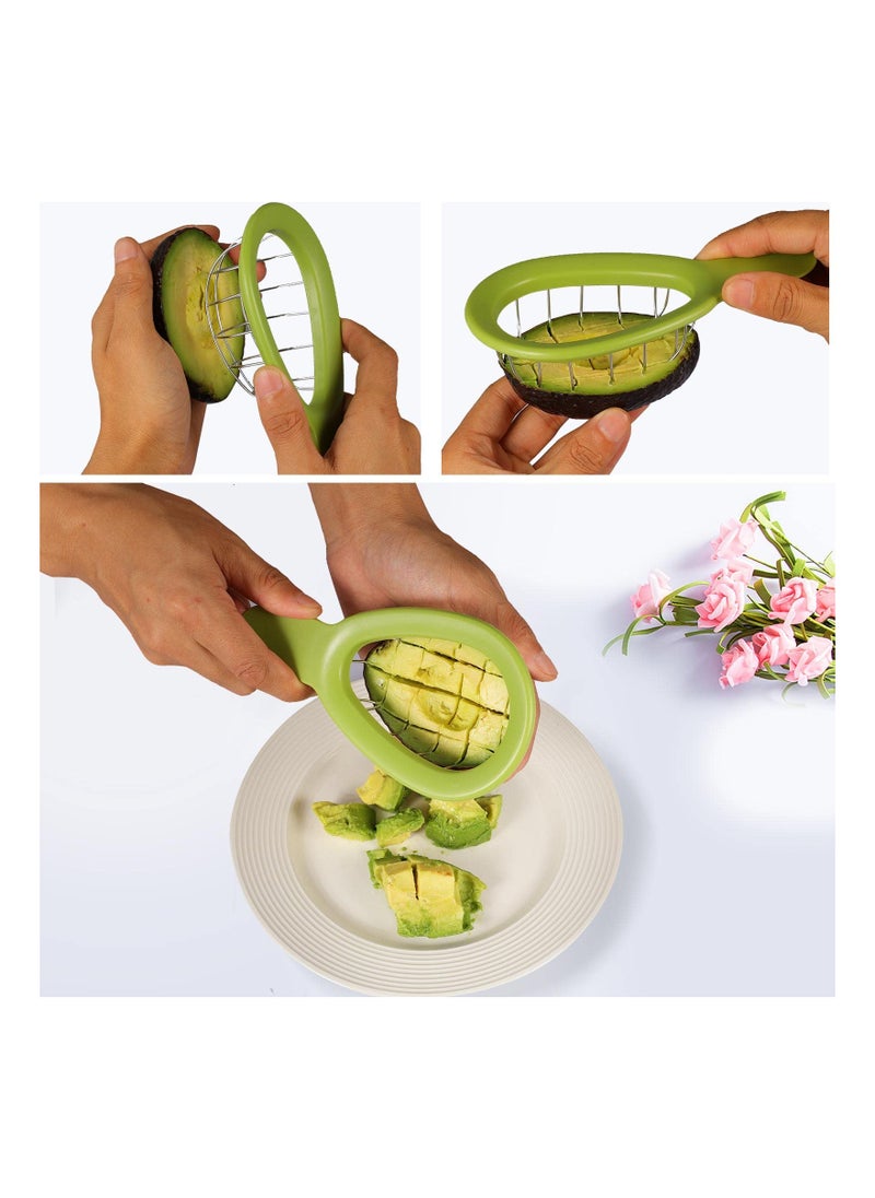 SYOSI - Stainless Steel Avocado Slicer and Cuber, Pitaya Salad Dicer Chopper Knife Safety Avocado Pit Remover Tool Stainless Steel Fruit Cuber and Slicer Slice and Maker Peeler Kitchen Gadget Tool - Image 1