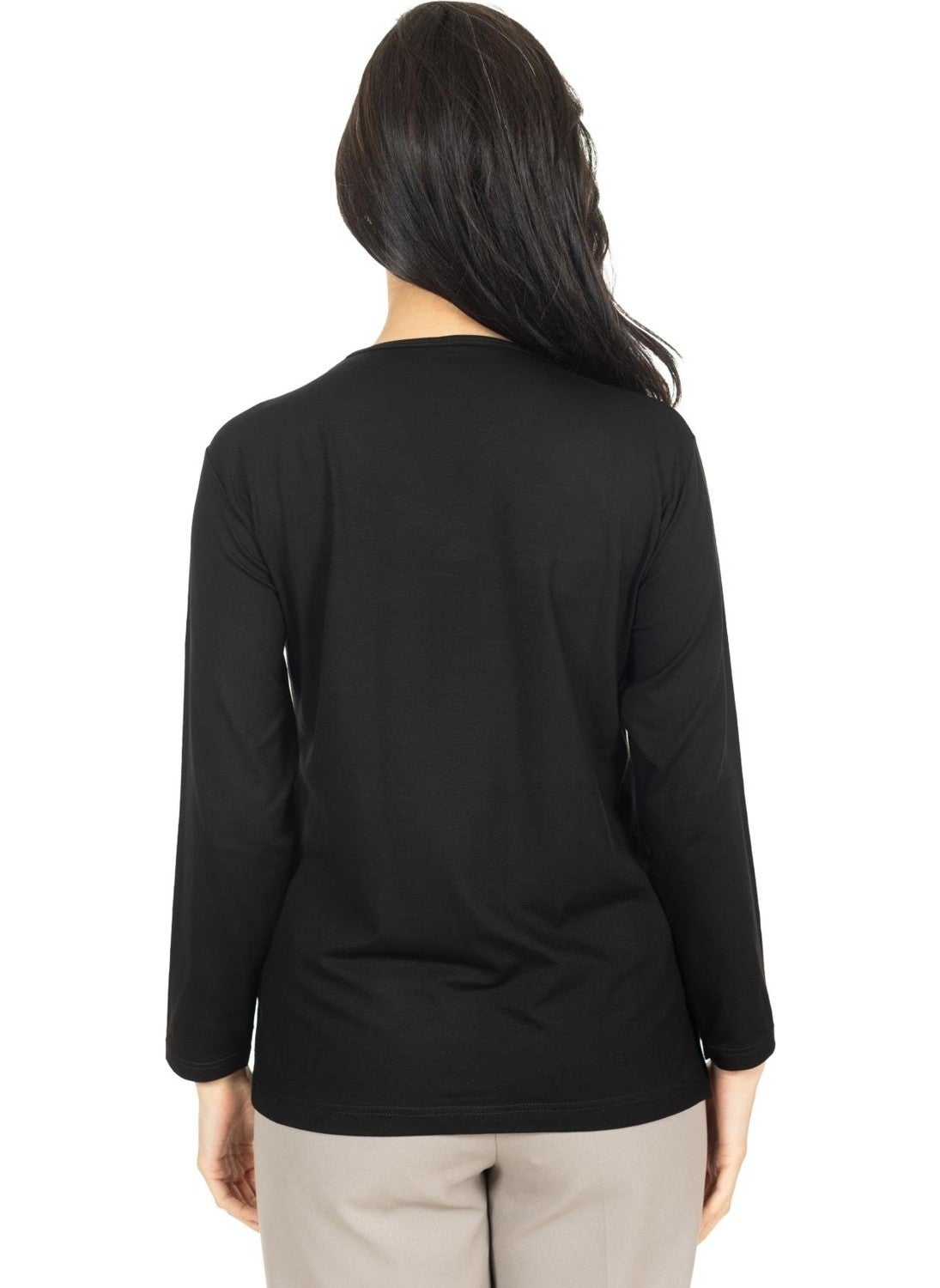 Mutlu City - Women Middle Age and Above New Model V Neck Stone Embroidered Mother's Combed Cotton Blouse 30560 - Image 1