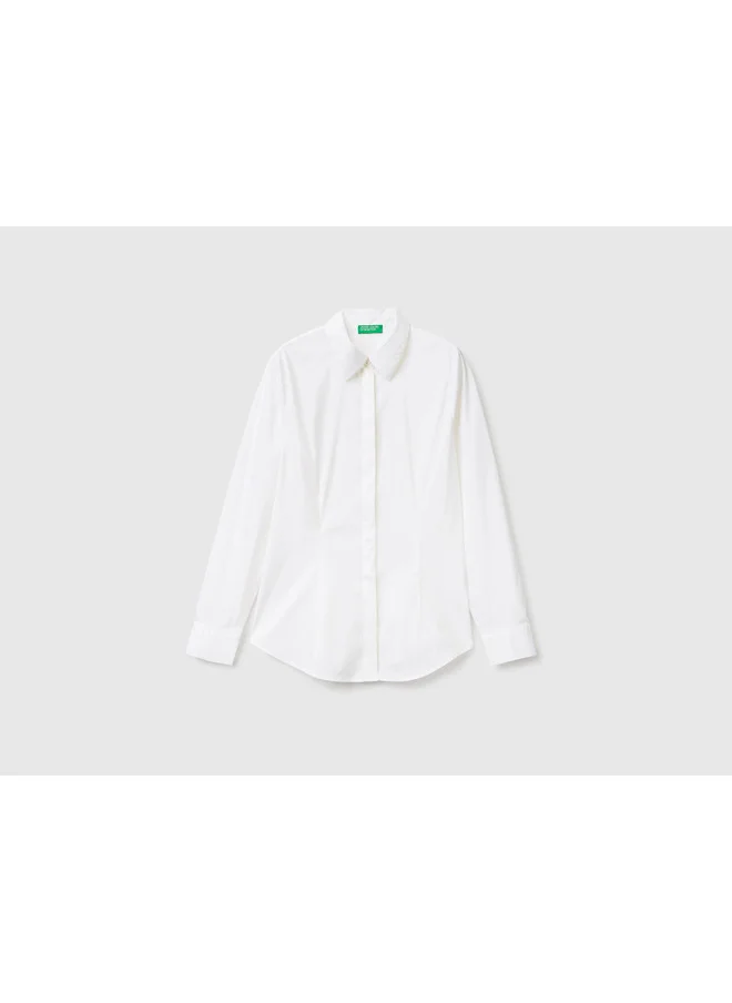 يونايتد كولورز أوف بينتيون Shirt In Stretch Cotton Blend