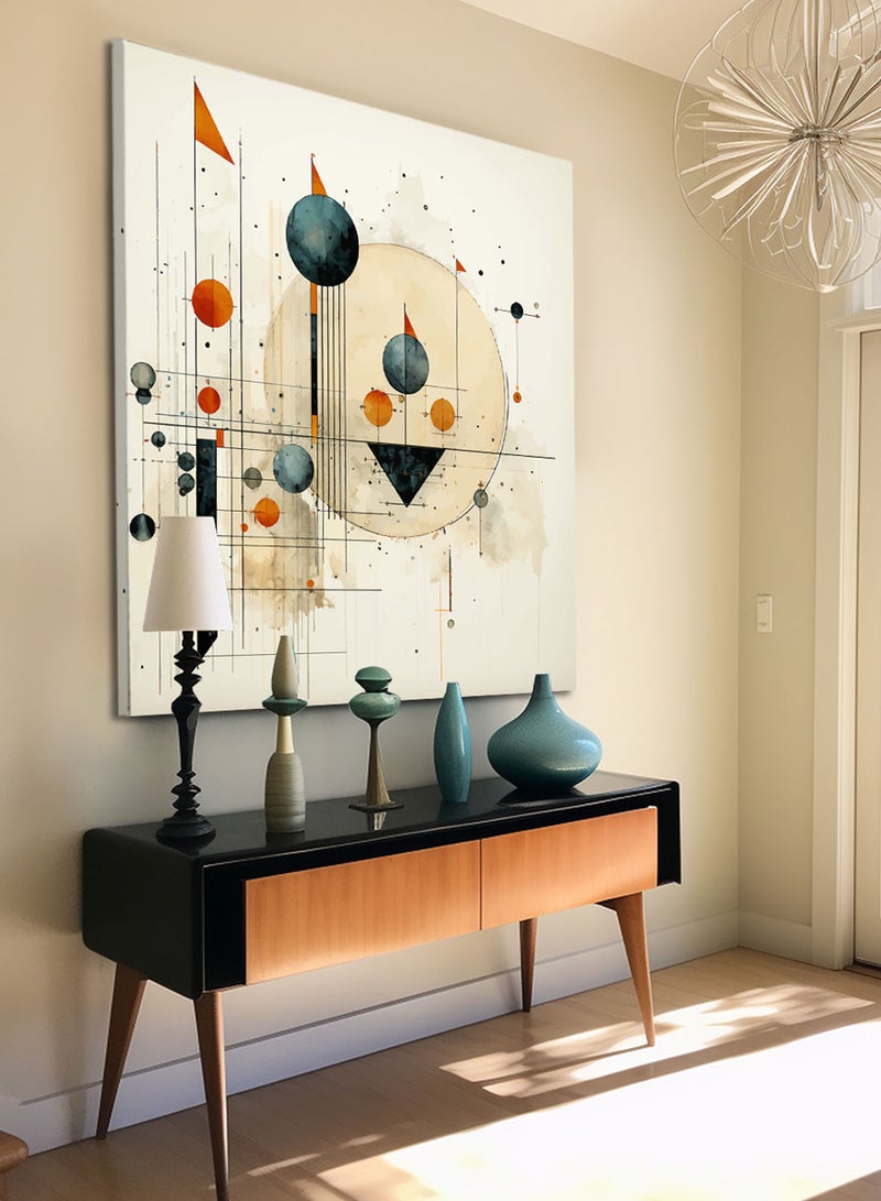 لوحة كانفاس على إطار خشبي بالفن التصوري لتصميم أشكال ملونة - Image 1