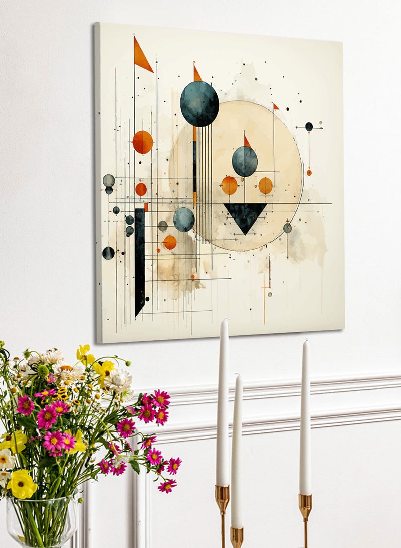 لوحة كانفاس على إطار خشبي بالفن التصوري لتصميم أشكال ملونة - Image 3