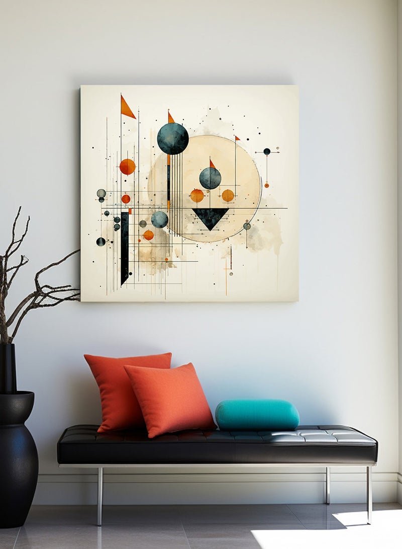 لوحة كانفاس على إطار خشبي بالفن التصوري لتصميم أشكال ملونة - Image 2