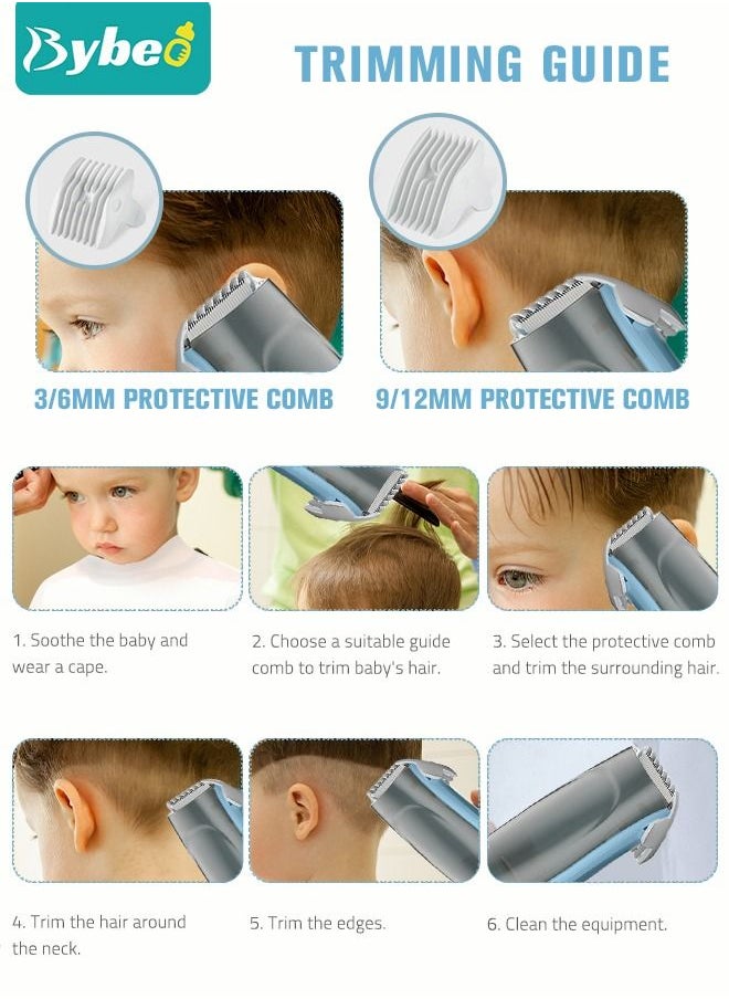 Bybeo - Baby Hair Clipper with Vacuum, Silent Kids Hairs Trimmer Kit with 3 Ceramic Blade Guide Combs, Waterproof & USB Charge for Children Infant Boys Girls - Image 1