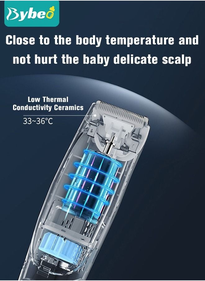 Bybeo - Baby Hair Clipper with Vacuum, Silent Kids Hairs Trimmer Kit with 3 Ceramic Blade Guide Combs, Waterproof & USB Charge for Children Infant Boys Girls - Image 1