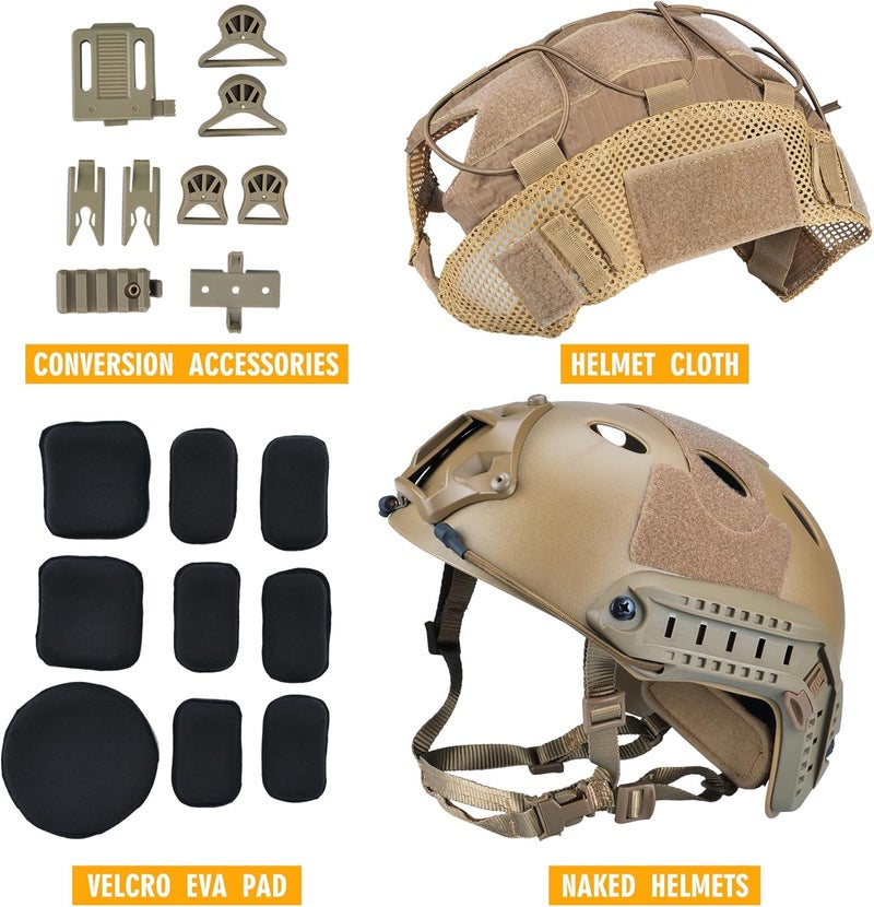 ACTIONUNION Tactical Airsoft Paintball Fast Helmet with Cover PJ Type Adjustable Protective NVG Mount for Sports Hunting Shooting - Image 4