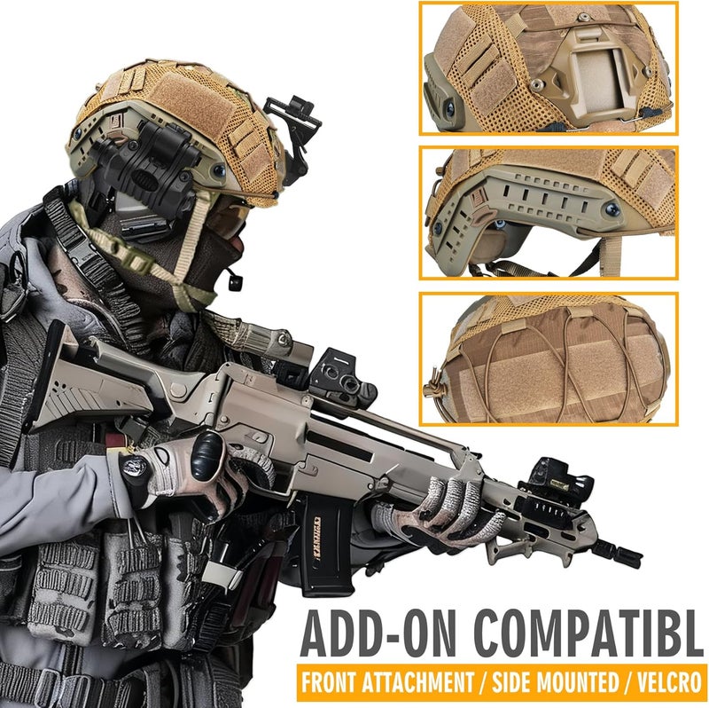 ACTIONUNION Tactical Airsoft Paintball Fast Helmet with Cover PJ Type Adjustable Protective NVG Mount for Sports Hunting Shooting - Image 3