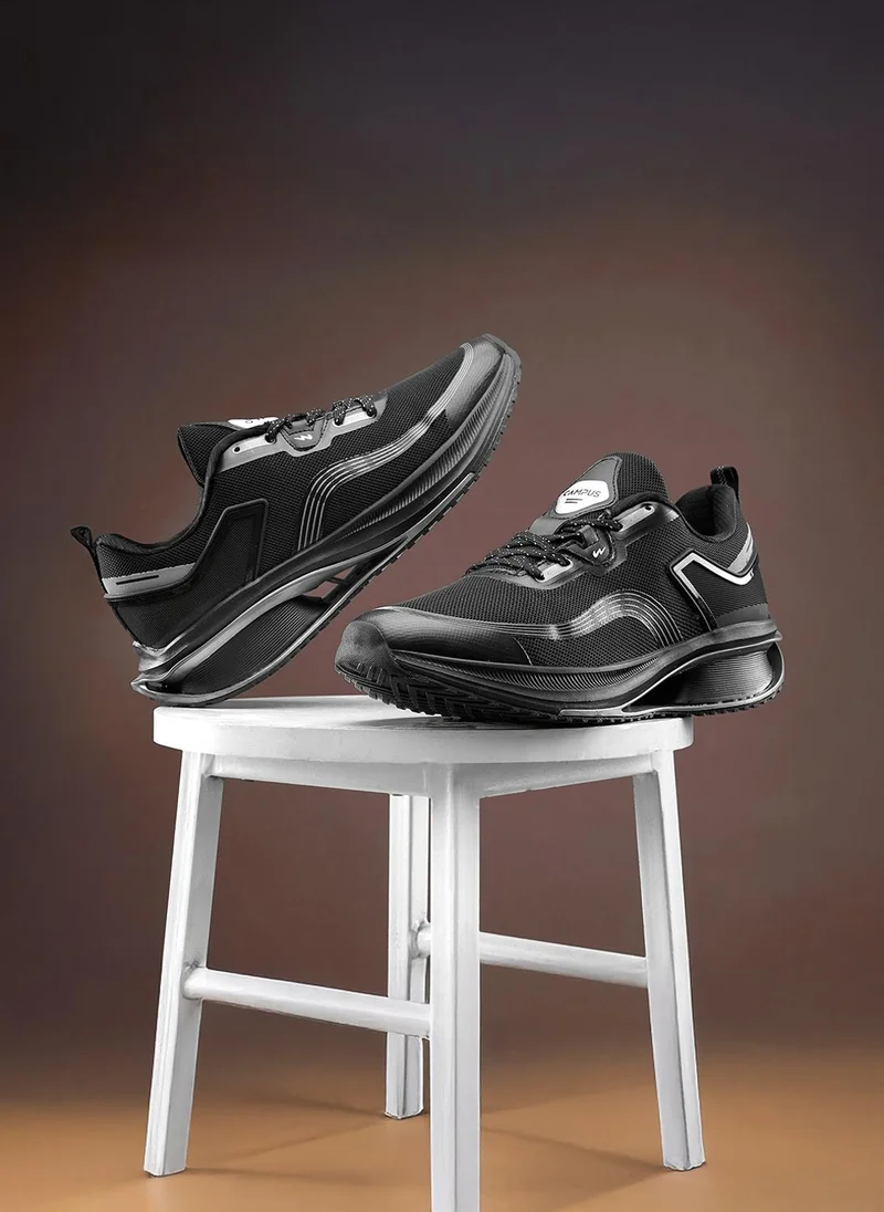 CAMPUS Men Flutter Motion Massage Lace-Up Running Shoes-Black