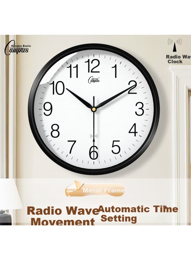Compas Radio-controlled Clock Automatic Timekeeping Examination Room Living Room Metal Wall Clock Clock Wall-mounted 2037 Black - Image 1