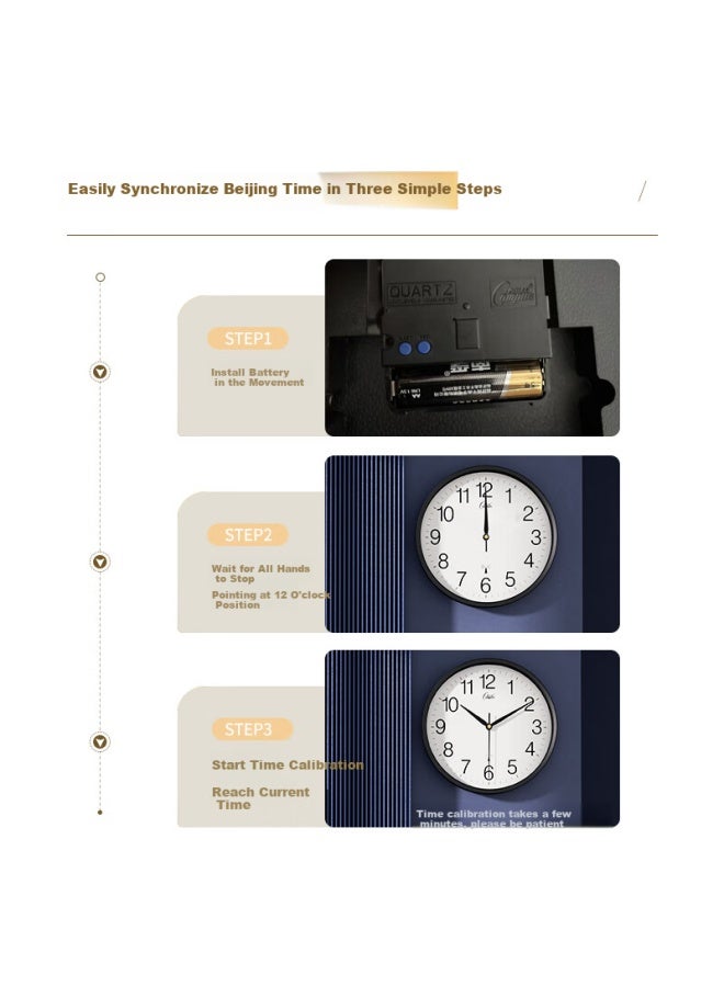 Compas Radio-controlled Clock Automatic Timekeeping Examination Room Living Room Metal Wall Clock Clock Wall-mounted 2037 Black - Image 4