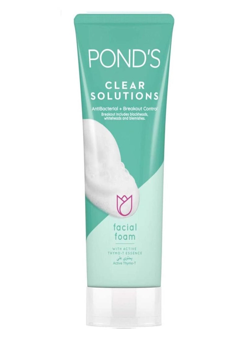 Pond's Clear Solution antibacterial + Breakouts Control Facial Foam with Active Thymo T Essence 