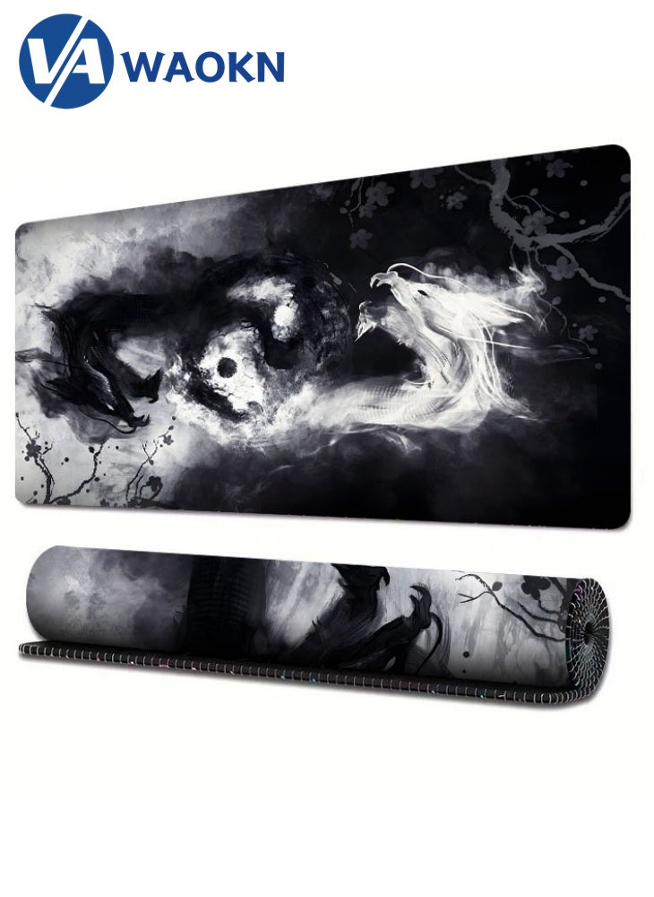 دبليو أيه أو كي أن لوحة ماوس ألعاب كبيرة جدًا مقاس XL مضادة للانزلاق ولوحة مفاتيح كبيرة وبساط مكتبي