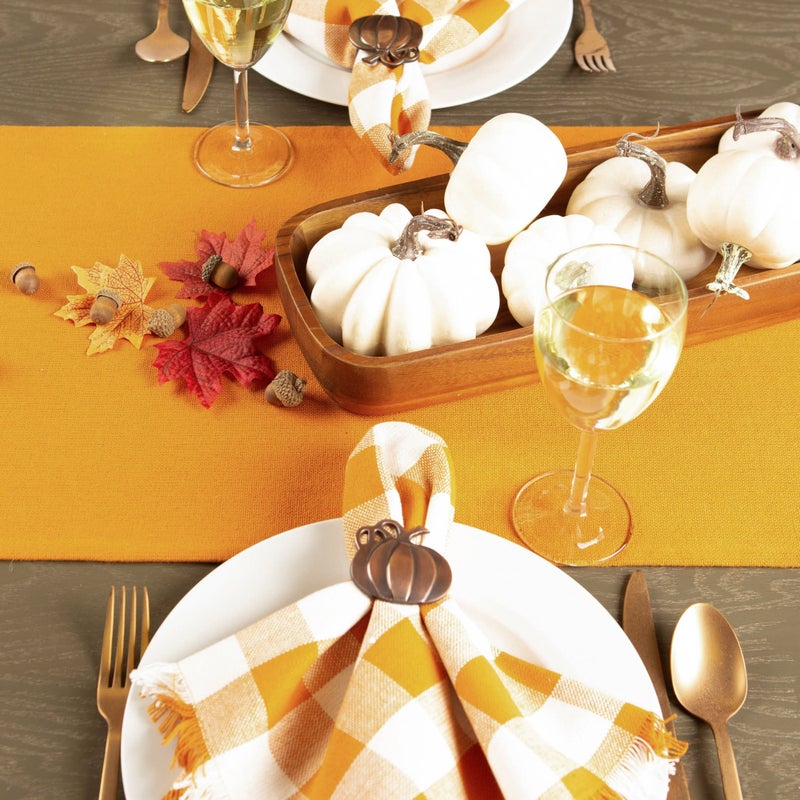 Design Imports DII Solid Pumpkin Spice Heavyweight Fringed Table Runner 14x108 - Image 3