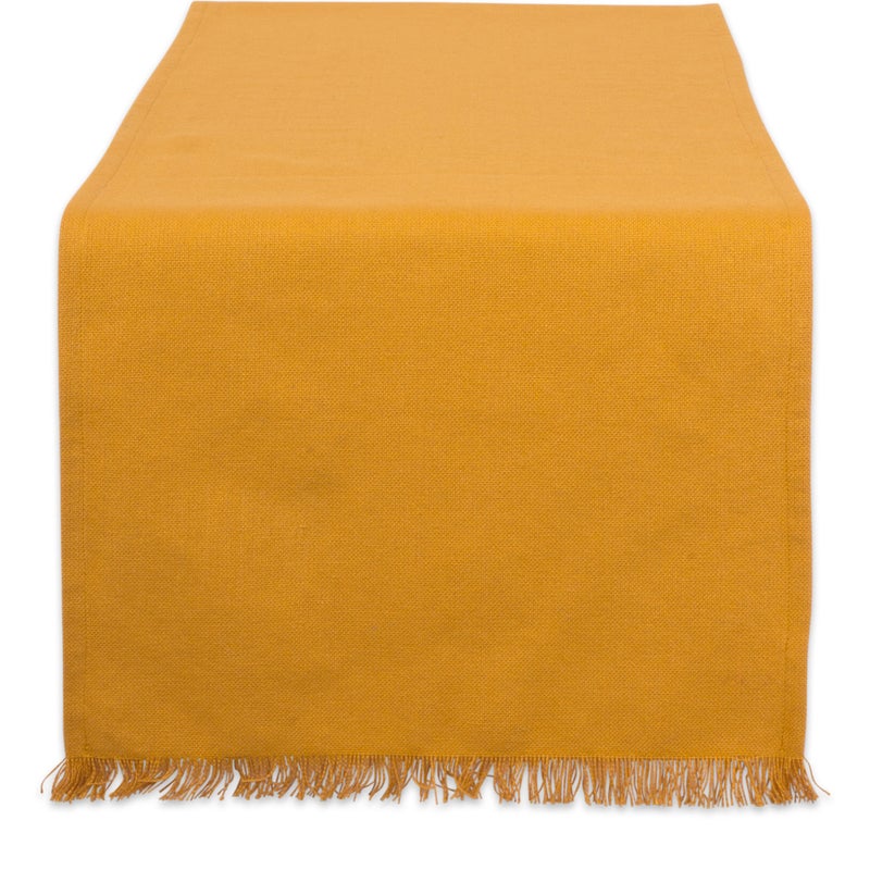 Design Imports DII Solid Pumpkin Spice Heavyweight Fringed Table Runner 14x108 - Image 1