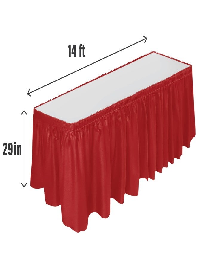 DecorRack Table Skirt, 29 in x 14 ft -BPA Free- Plastic Tableskirt, Disposable, Reusable, Rectangular Tablecloth Skirt, Red (1 Pack) - Image 2