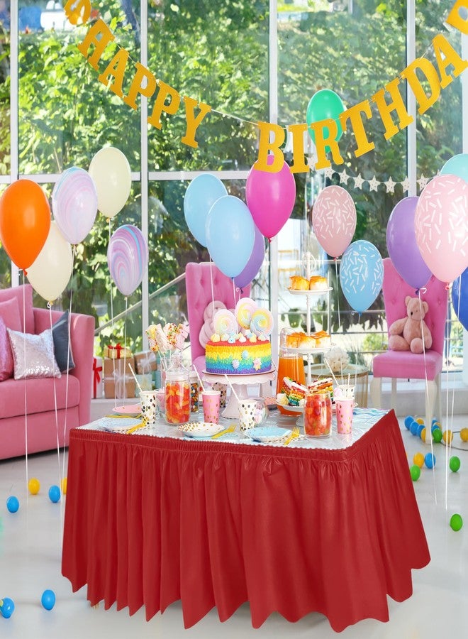 DecorRack Table Skirt, 29 in x 14 ft -BPA Free- Plastic Tableskirt, Disposable, Reusable, Rectangular Tablecloth Skirt, Red (1 Pack) - Image 3