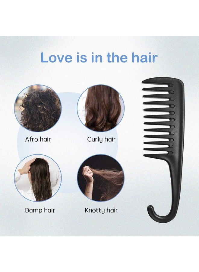 Wapodeai Wide Tooth Comb Shower Comb With Hook Good For Curly Hair Wet Dry Premium Tangle Free Combs Black. - Image 3