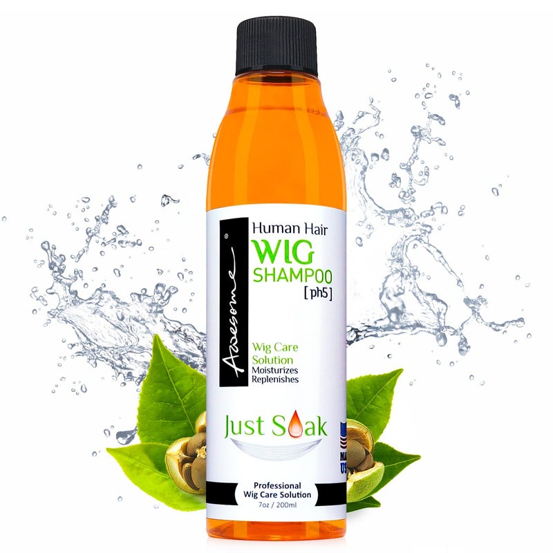 Awesome Human Hair Wig Shampoo, pH5, Wig Care Solution, Adds Body & Volume, Promotes Silkiness and Shine, Detangle Wig & Easy Combing, Provides Freshness Feeling (7 fl oz) - Image 1