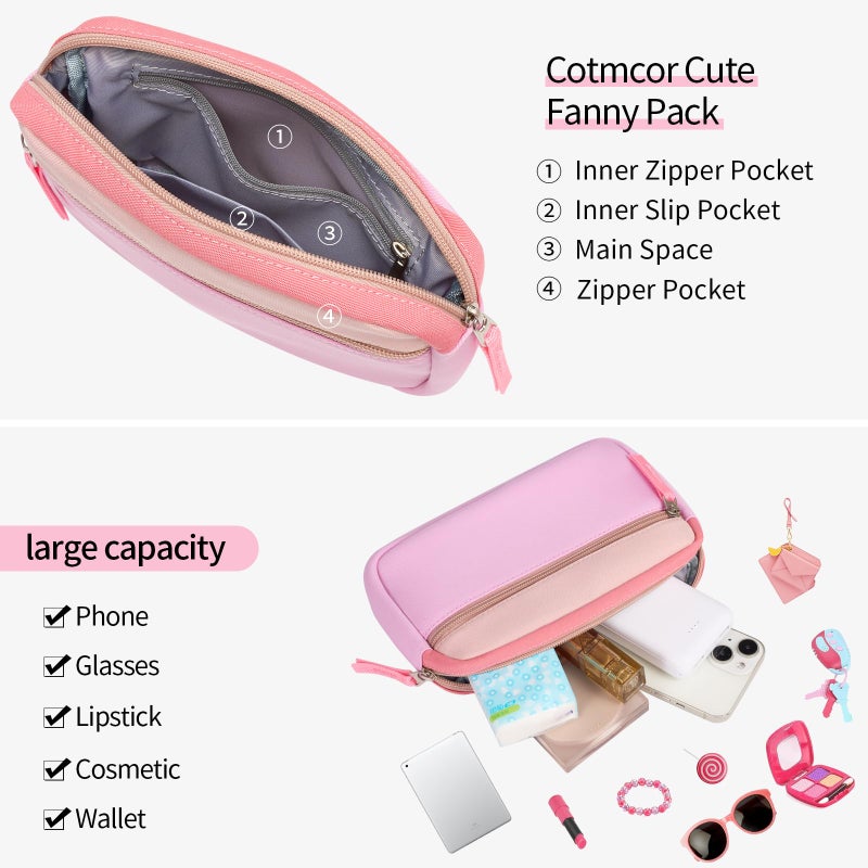Cotmcor Fanny Pack Teens Easter Basket Stuffers for Kids: Birthday Gift for 5 6 7 8 9 10 11 12 Year Old Teen Girls, Preppy Cute Trendy Stuff Colorblock Crossbody Bag Adjustable Belt Bags for Travel - Image 3