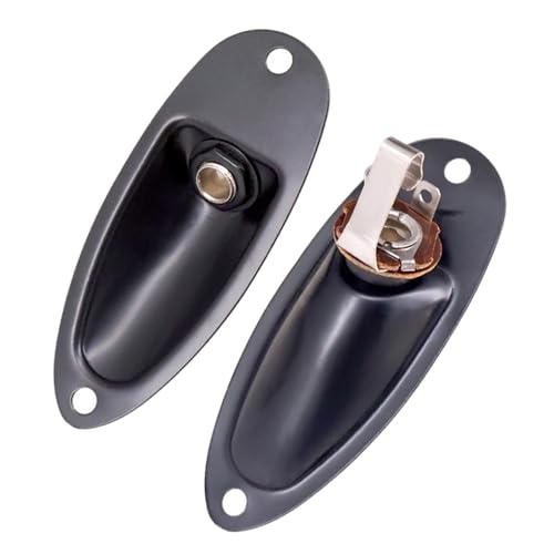 JD.Moon 2pcs Boat Style 1/4 Loaded Guitar Pickup Output Jack Plug Socket plate Screws ferrule for Fender Strat Stratocater Electric Guitar (Black) - Image 1