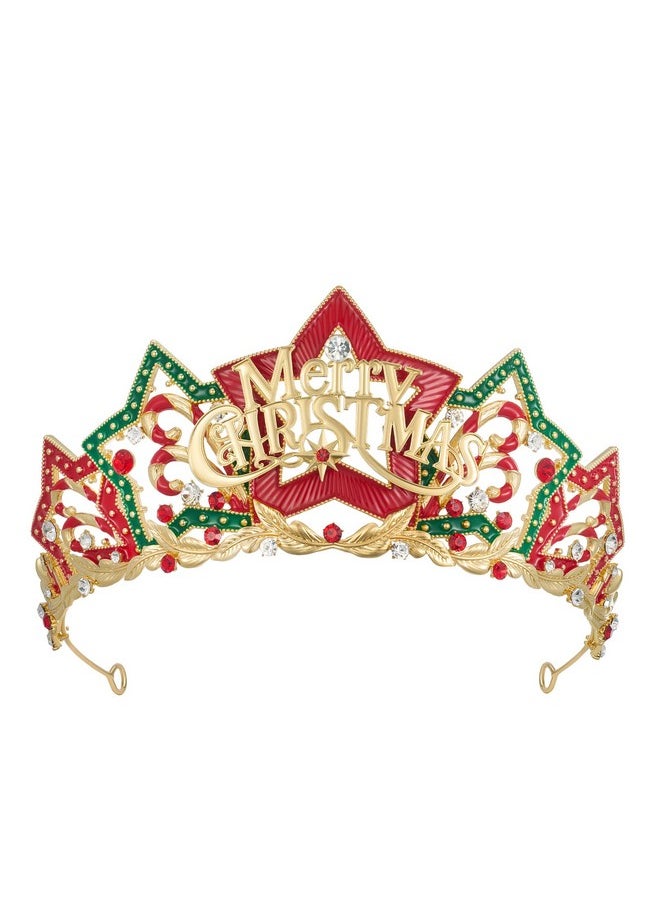 SWEETV Christmas Jeweled Crown Merry Tree Tiara Rhinestone Headband Costume Accessories For Merry Christmas Party For Women Girls, Xmas Box Set-Merry Christmas  - Image 1