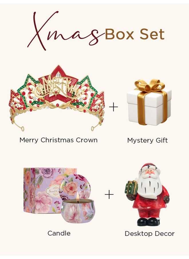 SWEETV Christmas Jeweled Crown Merry Tree Tiara Rhinestone Headband Costume Accessories For Merry Christmas Party For Women Girls, Xmas Box Set-Merry Christmas  - Image 3